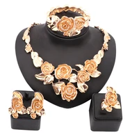 hot sale nigerian beads wedding jewelry set bridal dubai gold color crystal flower jewelry sets african beads jewelry set