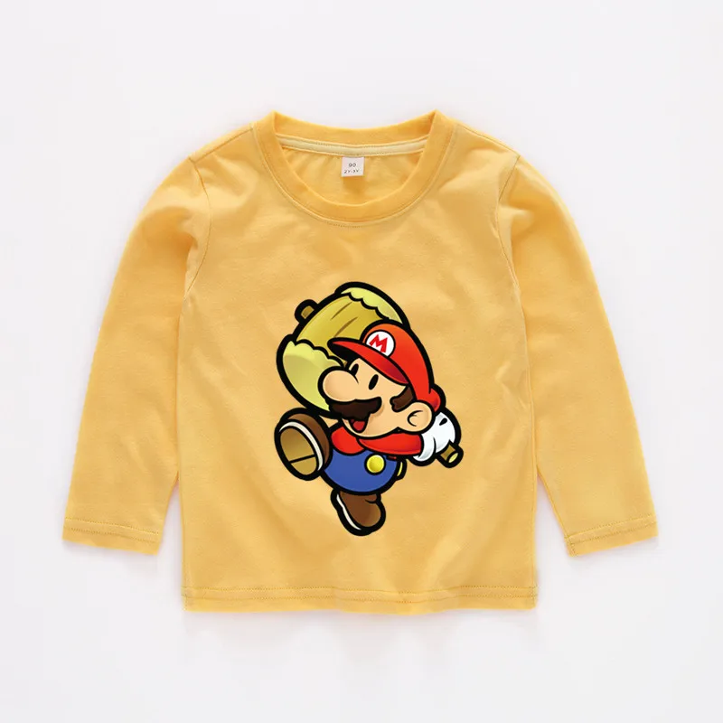 Детская одежда с рисунком Супер Марио футболка детская длинными рукавами белая
