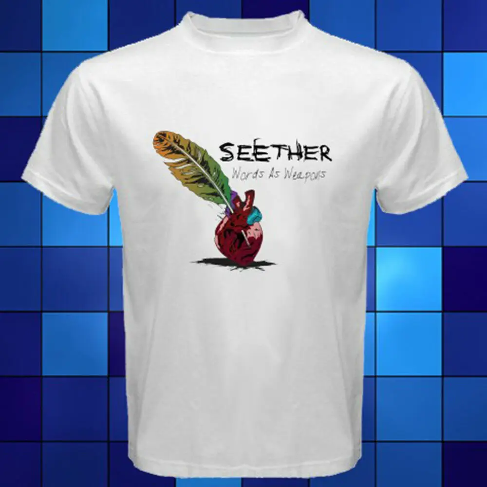 Новая белая футболка с логотипом Seether и надписью как оружие металлический