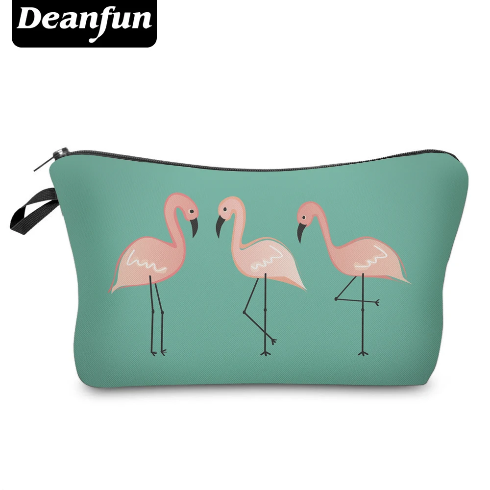 Deanfun косметички 3D печатных Фламинго зеленый полиэстер макияж Органайзер