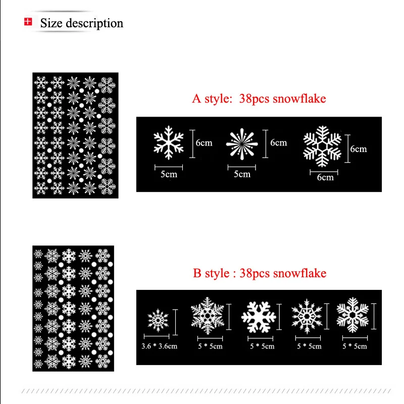 

2021NEW 38 pcs/lot snowflake electrostatic Sticker Window Kids room Christmas Wall Stickers Home Decals Decoration New Year