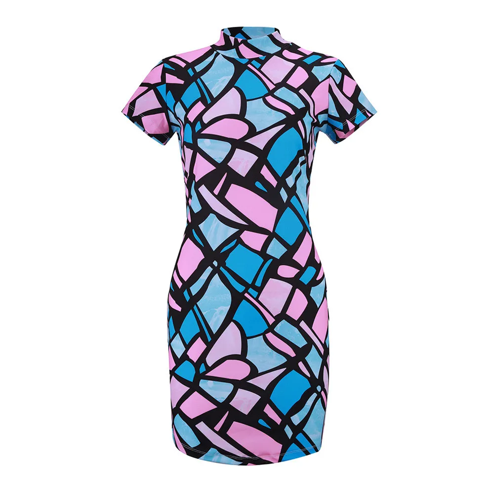 Vestidos verano 2018 женское летнее платье повседневное с коротким рукавом красочным