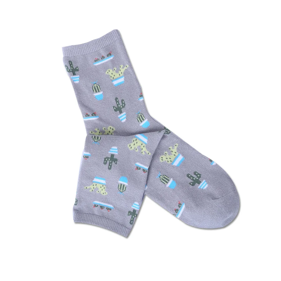 

[WPLOIKJD] Harajuku New Plant Cactus Pattern Funny Cotton Socks Women Girls Lovely Comfortable Cute Socks Chaussette Calcetines