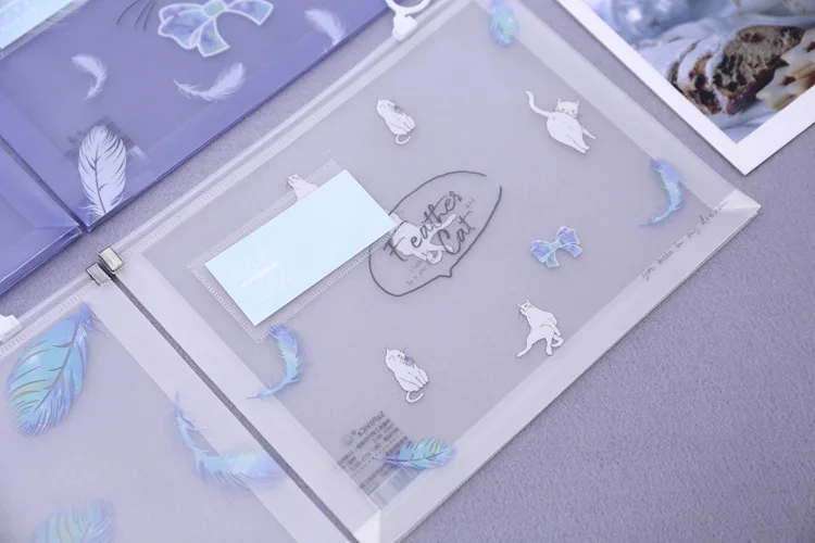 Новое поступление Kawaii милый кот А5 Папка для документов на молнии Пластиковый Органайзер сумки для хранения канцелярские принадлежности
