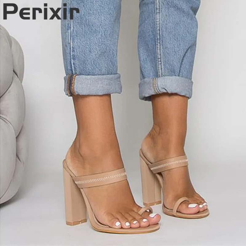 Perixir/женские модные босоножки на высоком каблуке однотонная обувь из лайкры