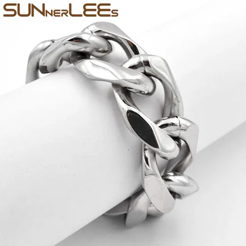 SUNNERLEES браслет из нержавеющей стали 316L 19 мм массивная кубинская цепочка