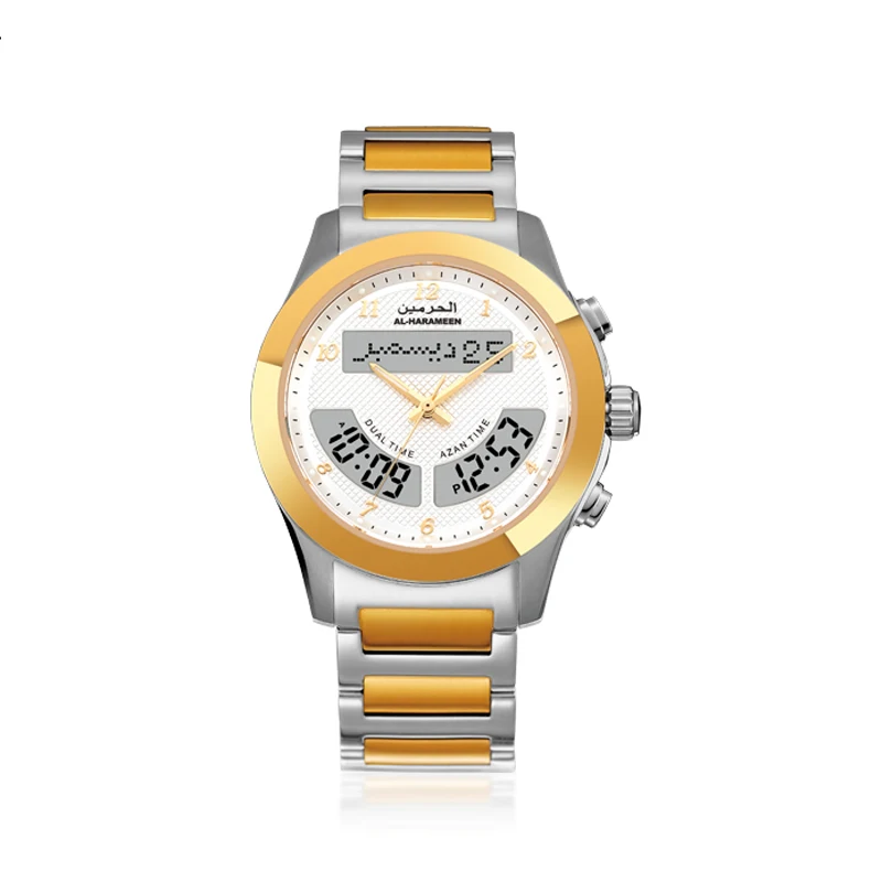 Часы azan prayer athan watch 6100 Dual Time(аналоговый цифровой) хиджри и григорианский календарь водонепроницаемые(водонепроницаемые
