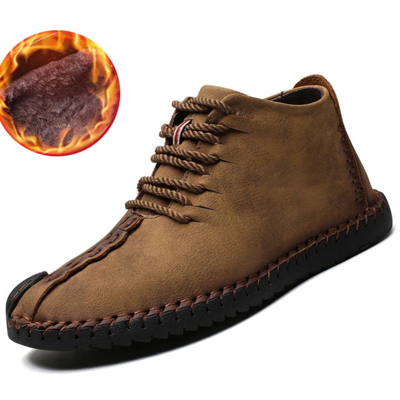 Мужские зимние ботинки из коровьей кожи мужские уличные для походов
