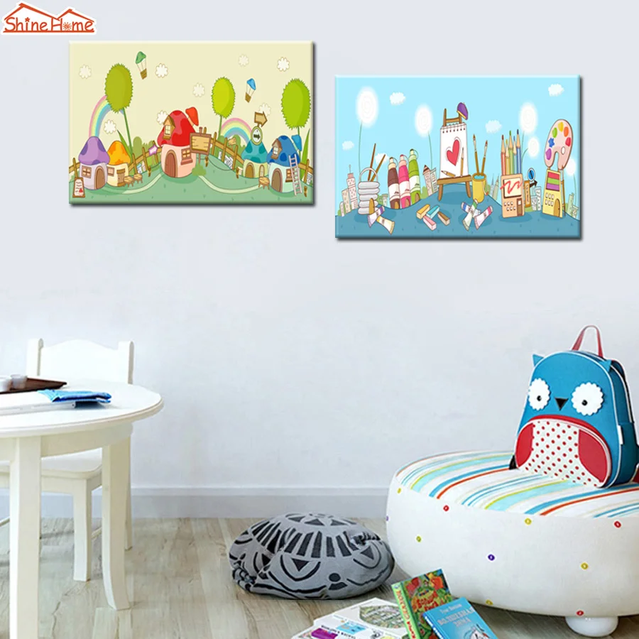 ShineHome-2pcs картина холст модульные картины на стену яркие яркий карандаш