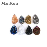 mankuu irregular natural opal pendants sparkling natural crystal pendants pendulum big druzy stone pendants for jewelry making