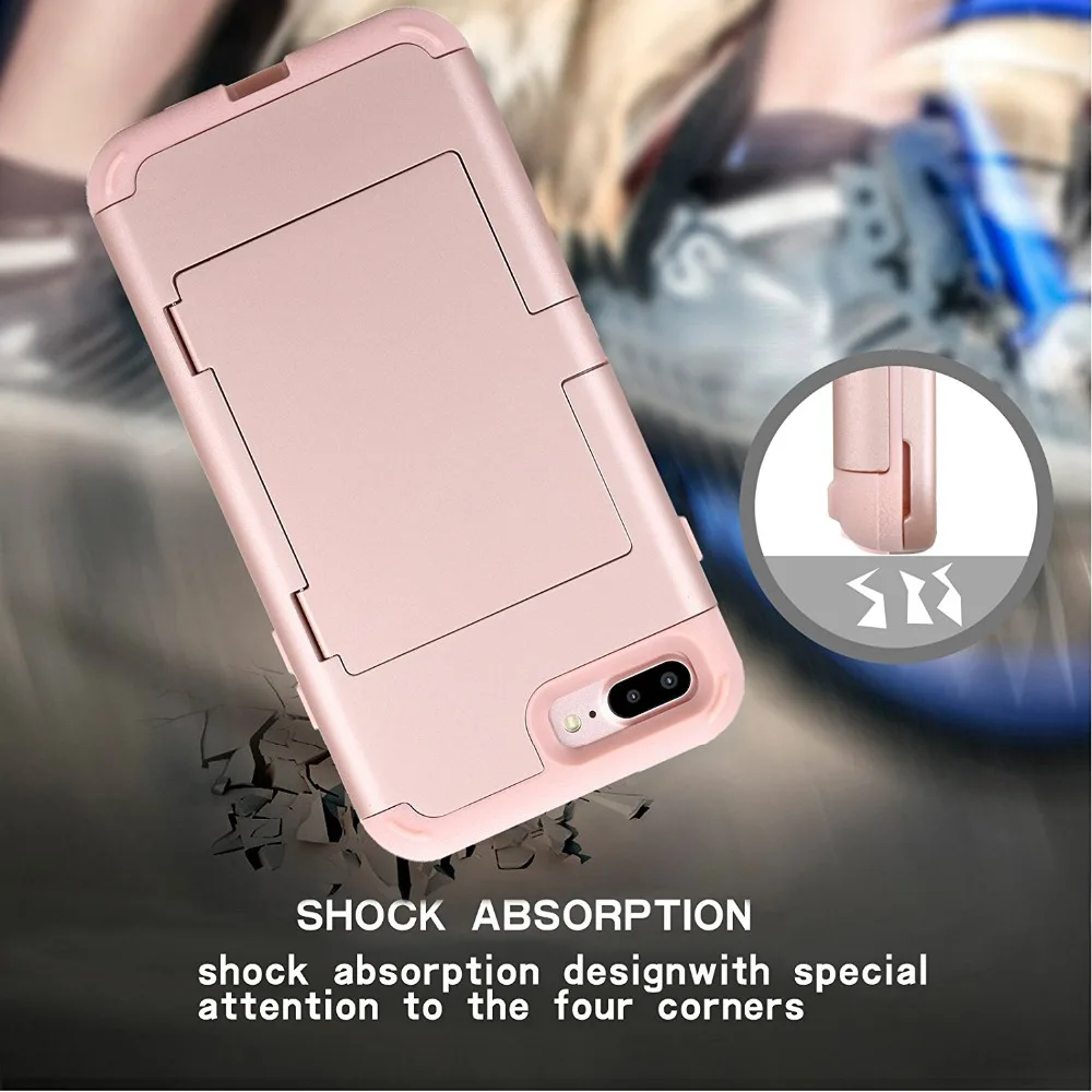 Shockproof Phone Case For iPhone 6 6S Plus Luxury Wallet Card Holder Mirror Anti-Knock Cover |