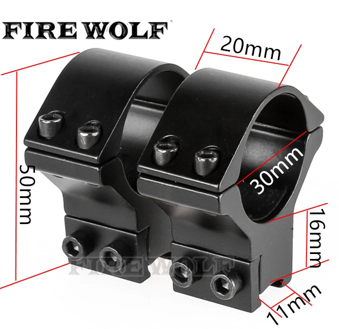 

FIRE WOLF 2PCS 30mm Scope Mount Rings Optical Sight Bracket Dovetail 11mm Rail Scope Mounts Low Profile For Outdoor Hunting