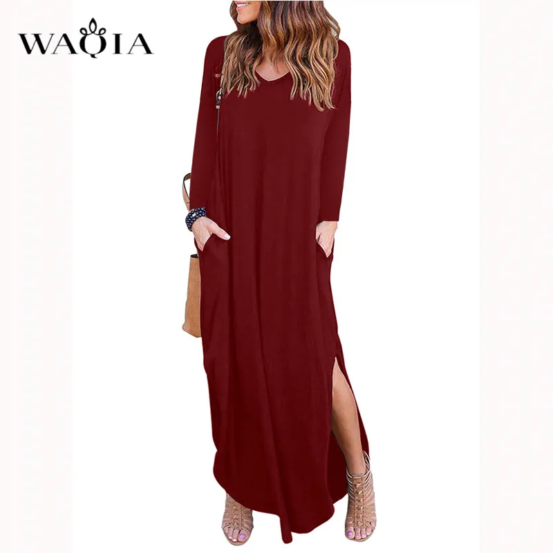 Waqia/2018 женское летнее платье большого размера хлопковое длинное с длинным