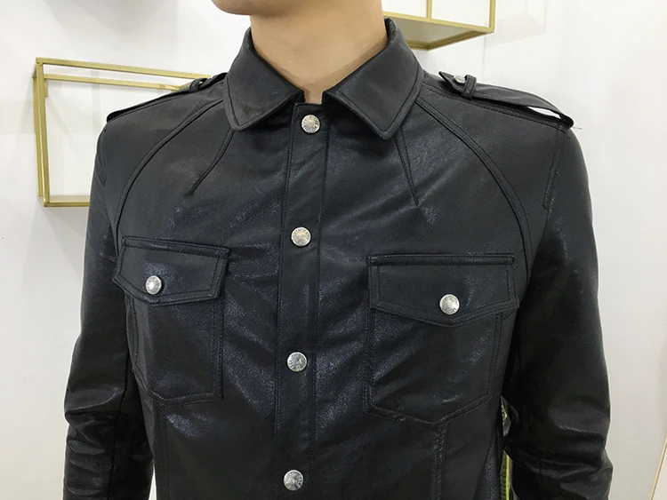 S-6XL 2018 новая мужская одежда стилист GD из PU искусственной кожи высокого качества с