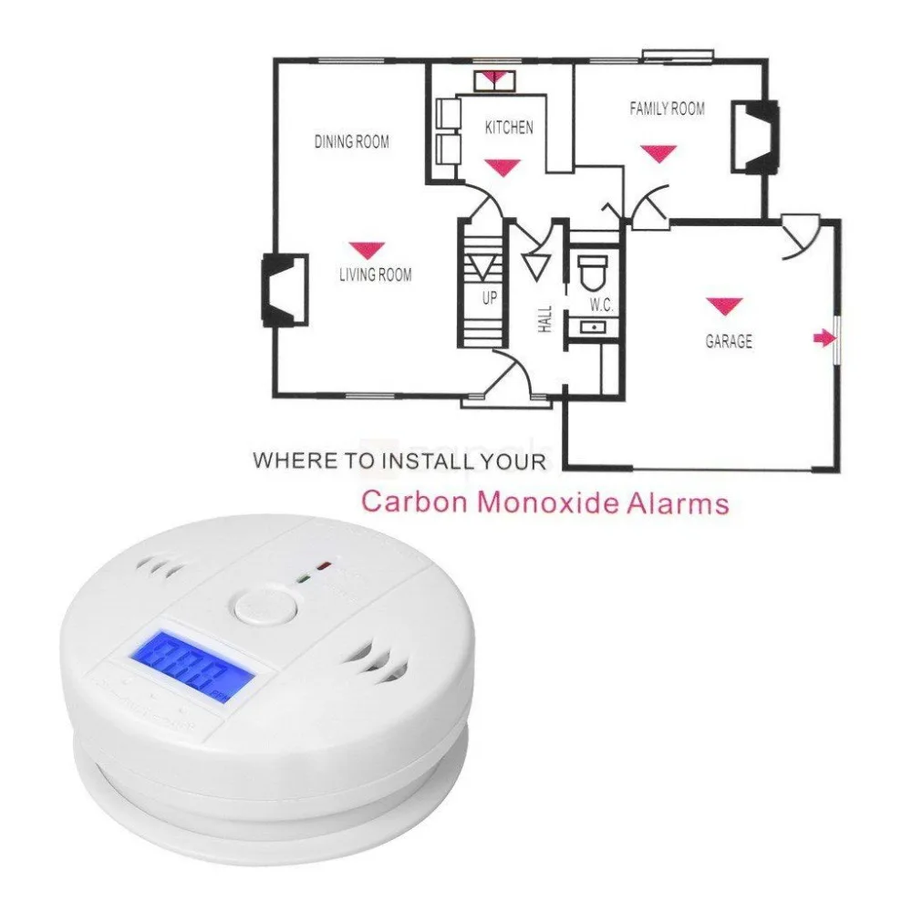 LCD CO Carbon Monoxide Poisoning Sensor Work alone Built-in 85dB siren sound Independent Alarm Warning Detector Tester | Безопасность и