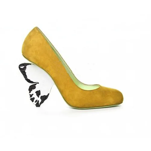 Qianruiti/красные желтые туфли из искусственной замши на высоком каблуке женские