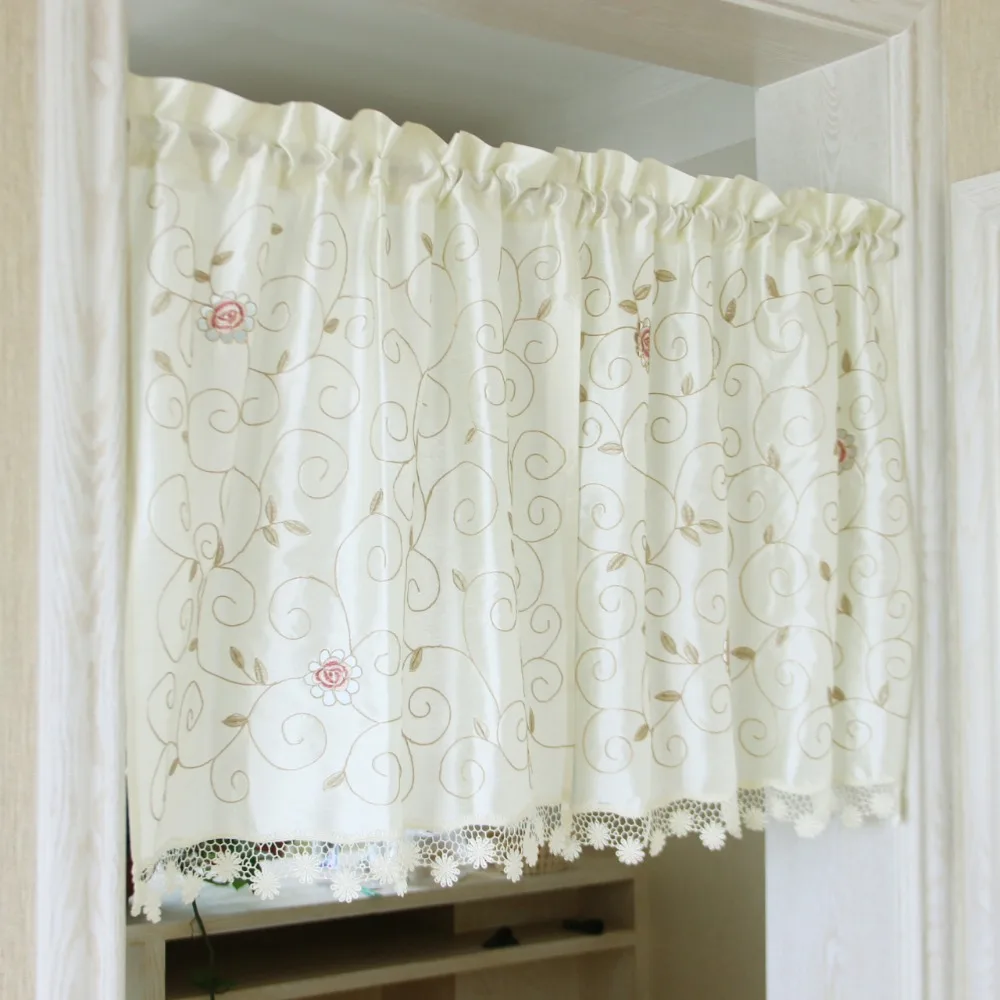 2 шт. кухонные занавески с вышивкой|flower kitchen curtains|kitchen curtainsshort curtains |