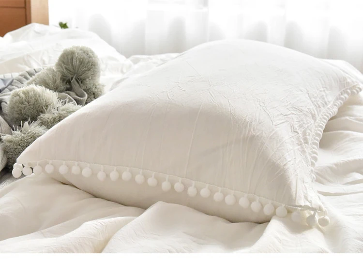 1 шт. Ins hot Small Hair Ball, однотонный Хлопковый чехол для подушки, домашнее постельное белье, супер мягкий чехол для подушки с помпонами, свадебный подарок, чехол для подушки