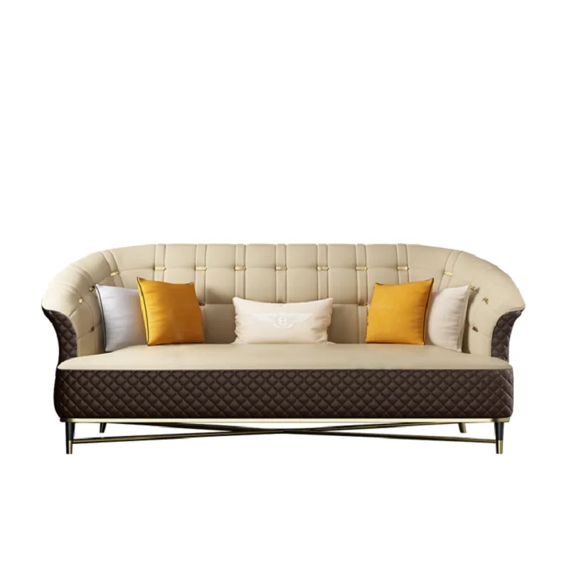 Роскошный 3 местный современный синтетический кожаный диван для домашней