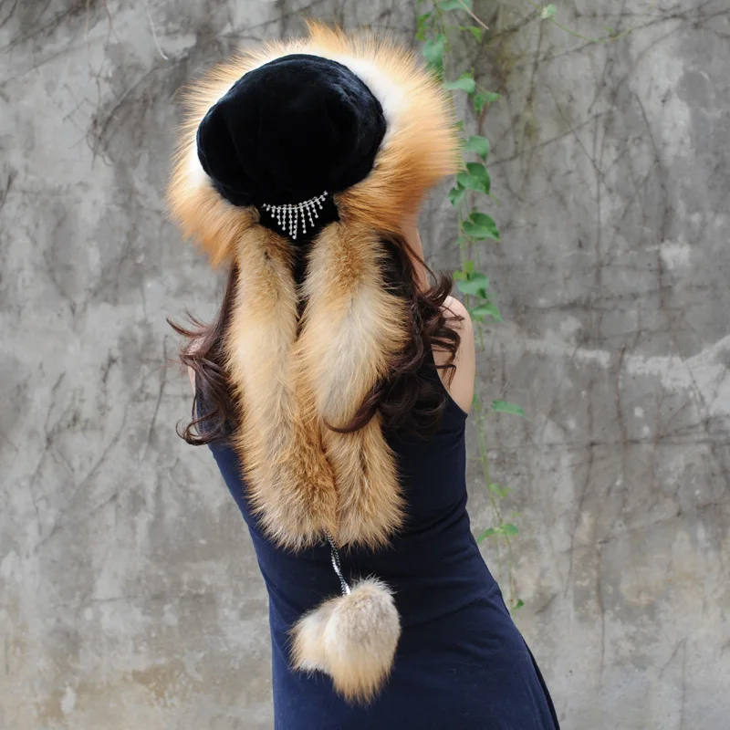 CX-C-175A Winter Women Hat Warm Fox Fur Lady Russian | Аксессуары для одежды
