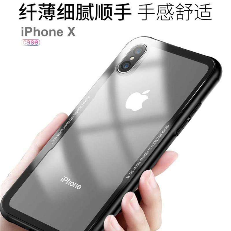 Новинка чехол для iphone X прочное стекло противоударный мягкий край Apple прозрачный x