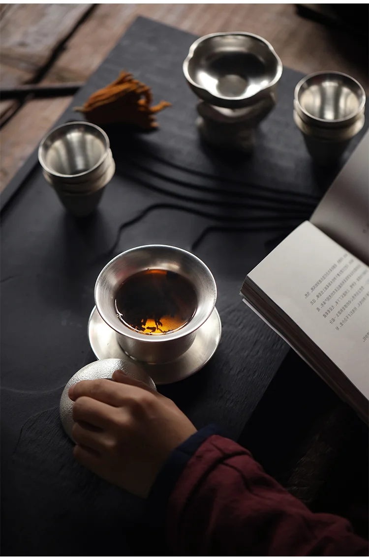 TANGPIN 999 Серебряный и керамический чайник Gaiwan, чайная чашка ручной работы серебряный чайный сервиз набор