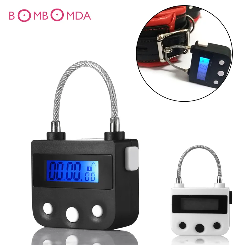 

Electronic Bondage Lock, BDSM Fetish Handcuffs Mouth Gag Rechargeable Timing Switch Chastity Device Adult Games Couples Sex Toys