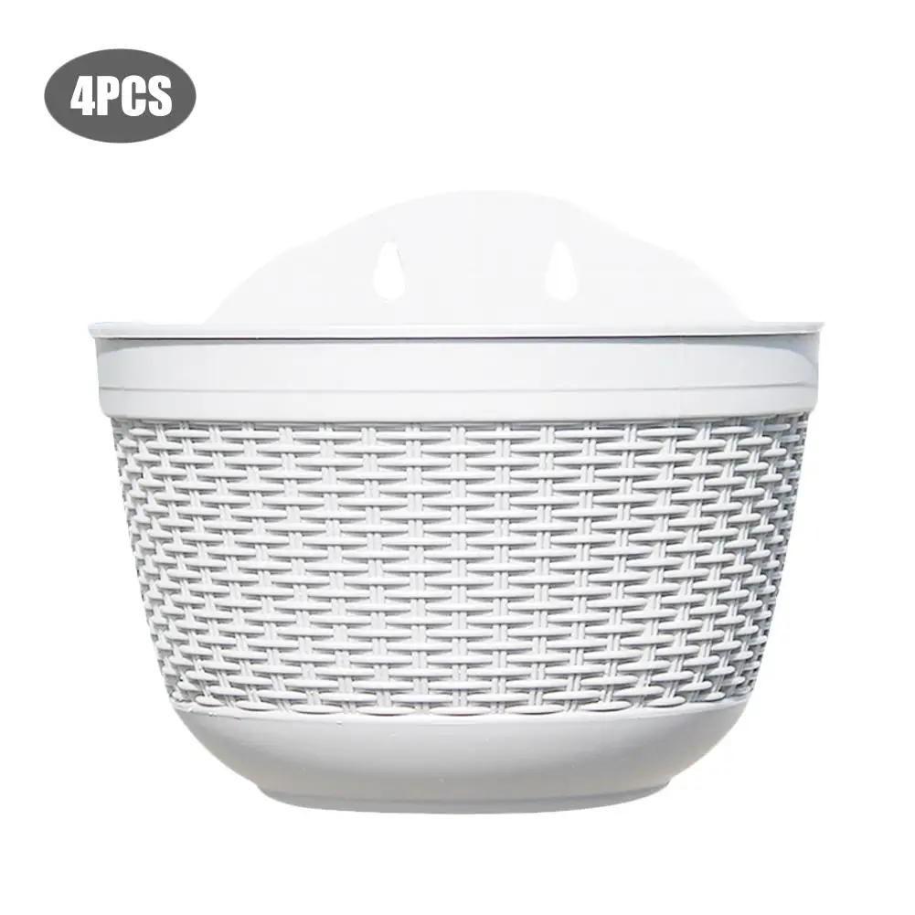 E L 4 шт. пластиковые настенные полукруглые инновационные имитация подвесное из ротанга стены зеленый цветочный горшок Настенное подвесное Кашпо Корзина - Цвет: E L