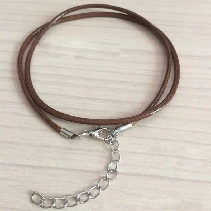 10 шт./Партия DIY шнурок для подвески из натуральной кожи цепи Подвеска колье веревка подвески поиск Омаров застежка шнур 1,5 мм черный#13