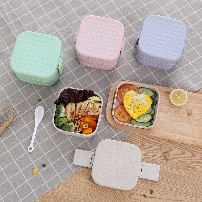 650 мл школьный Ланч бокс для детей японские Bento коробки пшеничная соломенная
