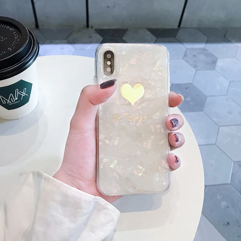 Чехол для телефона GlamPhoneCase с золотым сердечком iphone XS Max XR 8/7/6/6 S Plus мягкие белые