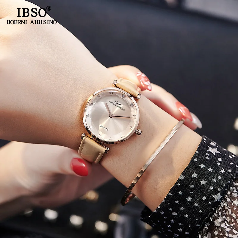 IBSO брендовые Модные женские наручные часы с кожаным ремешком Relogio Feminino роскошные