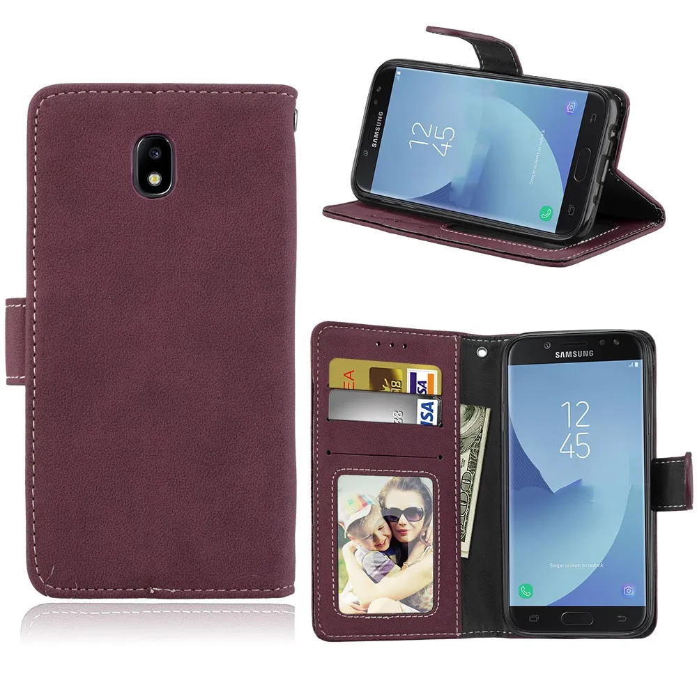 Для Samsung J5 2017 J530F карты случае скраб ПУ Ультра Тонкий ретро бумажник кобура для