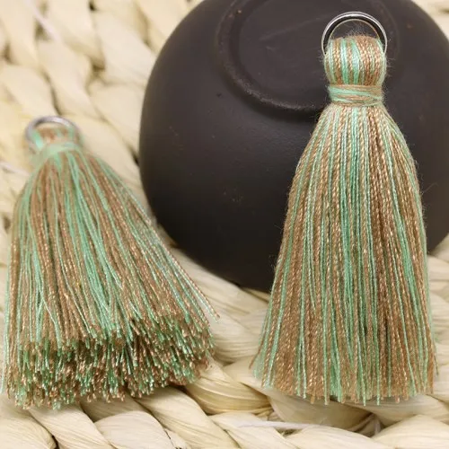 Light Green Khaki Смешанный хлопок бахрома 5,5 см Красочные кисточки Богемия Ювелирные изделия Поиск DIY браслет ожерелье изготовление принадлежности аксессуары 10 шт - Цвет: Light Green Khaki