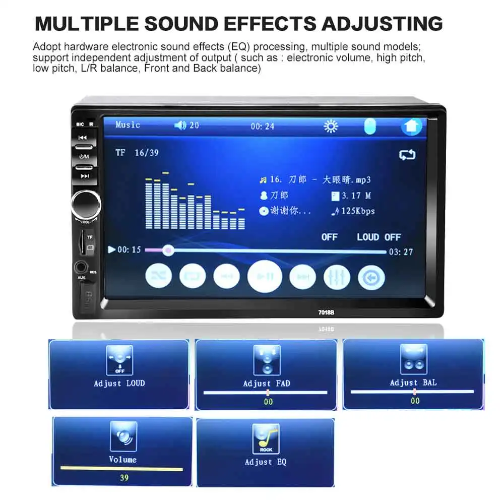 VicTsing 7018B 7 дюймов Bluetooth V2.0 DC 12 В аудио стерео MP5 плеер Авто видео с заднего Камера |