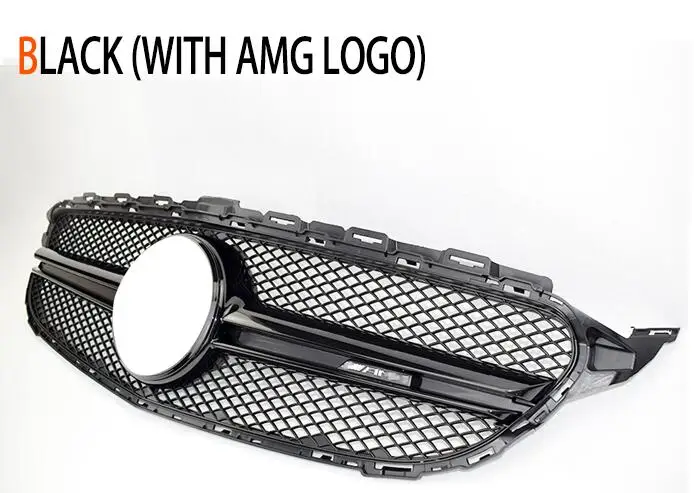Black with AMG logo W205 AMG C63 Стиль передняя решетка гриля с AMG логотип для Mercedes-Benz C-class W205 C180 C200 C220d C250 C260 C300 C400 - Цвет: Black with AMG logo