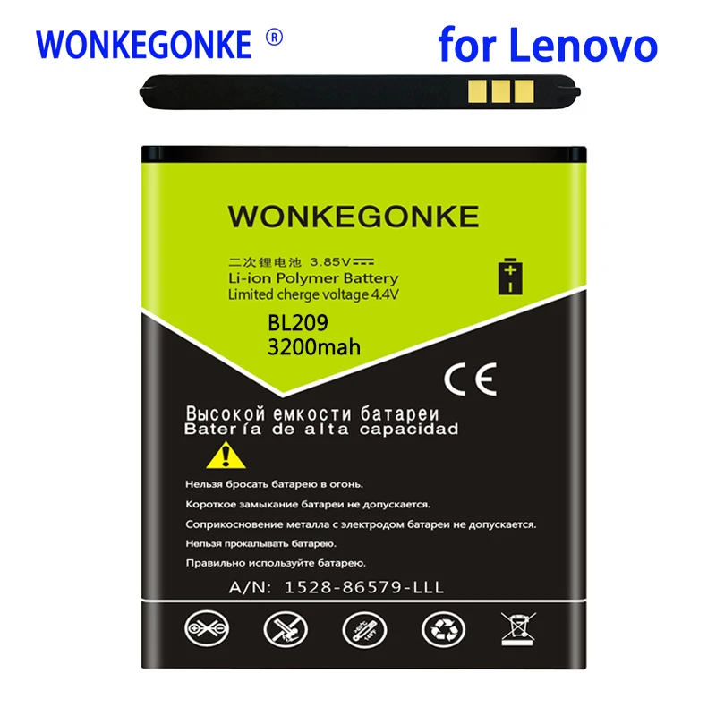 WONKEGONKE 3200mah BL 209 BL209 Battery For lenovo A706 A788T A820E A760 A516 A378T A398T Batteries Bateria | Мобильные телефоны и