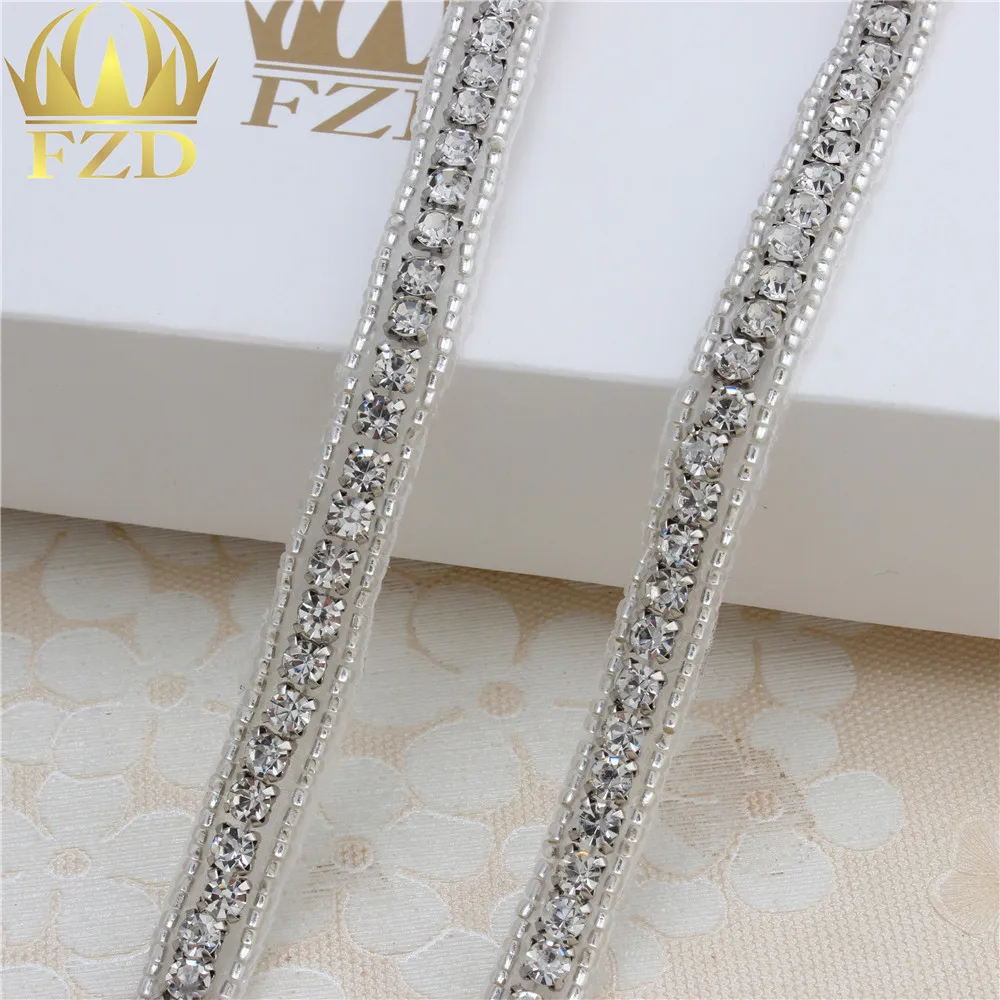 1 ярд одежды горный хрусталь отделка цепи кристалл аппликация двора железа на