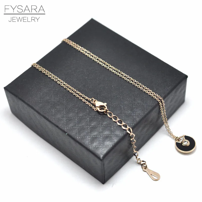 Модное ожерелье FYSARA 316L из нержавеющей стали круглая белая/черная ракушка