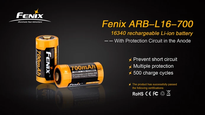 Перезаряжаемая литий ионная батарея 2 шт./лот Fenix ARB L16 700 3 6 V 16340 700mAh|Портативные