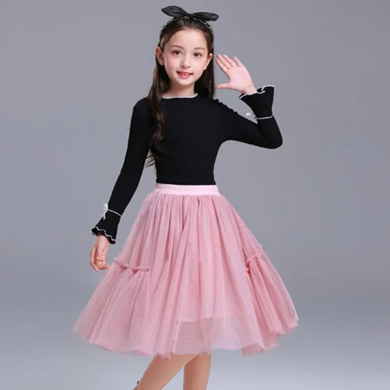 95-160cm Girls Long TuTu Skirts Fluffy Kids Ball Gown Pettiskirts Teen Girl Tutu Skirt Toddler Princess Dance Party | Мать и ребенок