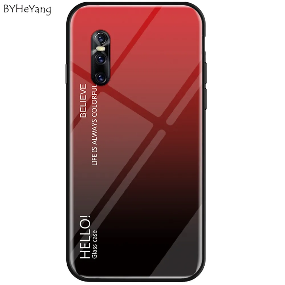 Чехол для Vivo X27 чехол Роскошный Жесткий закаленное стекло модный градиентный
