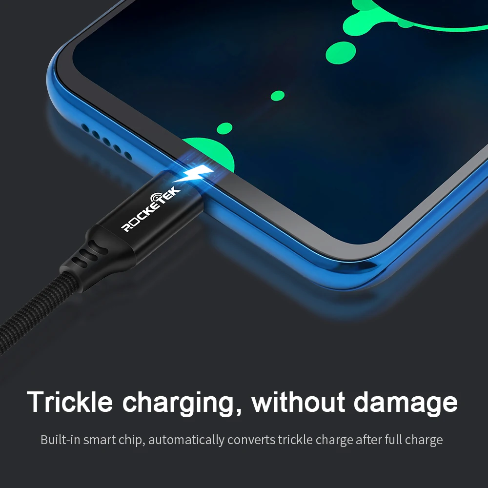 Rocketek USB Тип C кабелем Micro мобильный телефон для быстрой зарядки samsung Galaxy S9 S8 плюс