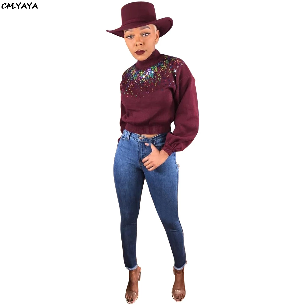 2019 new women sequins long sleeve pullover knitted sweaters fashion lady 4 colors vintage sweater tops coat GLX9102 | Женская одежда