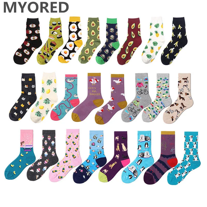 Фото MYORED/12 пар/лот Хлопковые женские носки короткие с рисунком животных из MYORED/12 пар/лот Хлопковые женские носки короткие с рисунком животных из