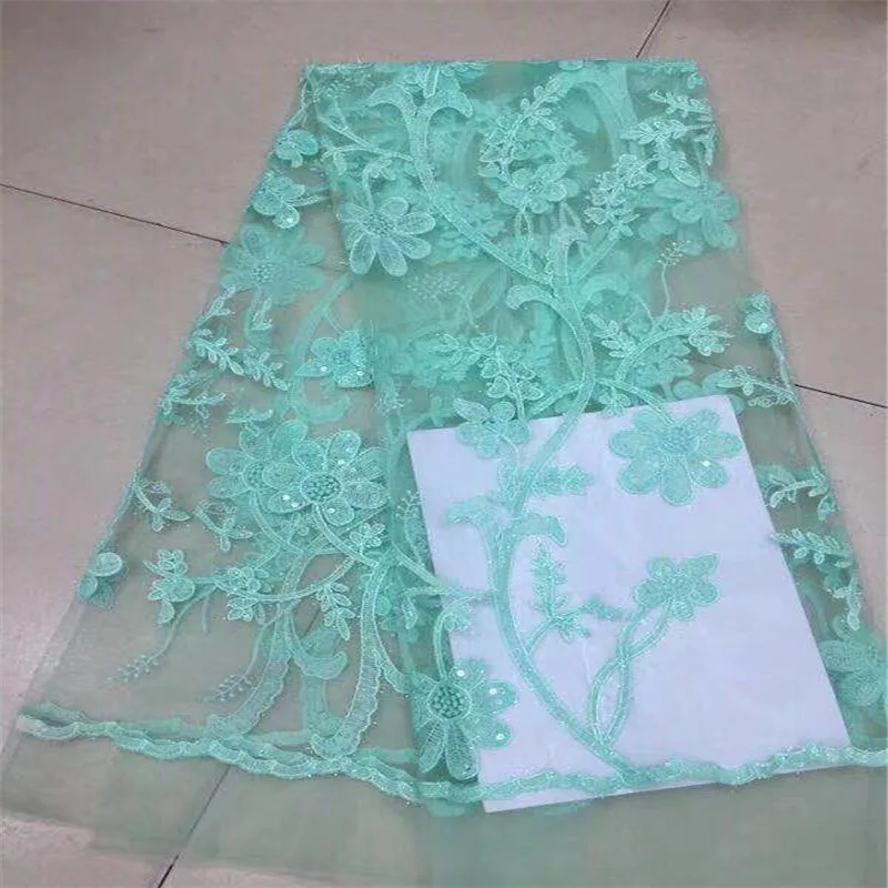 Grass Green Color New Design African Lace Fabrics High Quality French Fabric For Party Dress Nigerian Sequins | Дом и сад