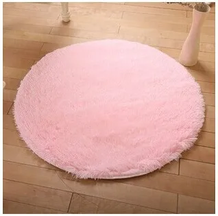 Pink Коврик для йоги, гостиной, для детской комнаты, мягкий и пушистый, теплый, черный, красный цвет, Индивидуальный размер, диаметр 60,80, 120140160200 см - Цвет: Pink