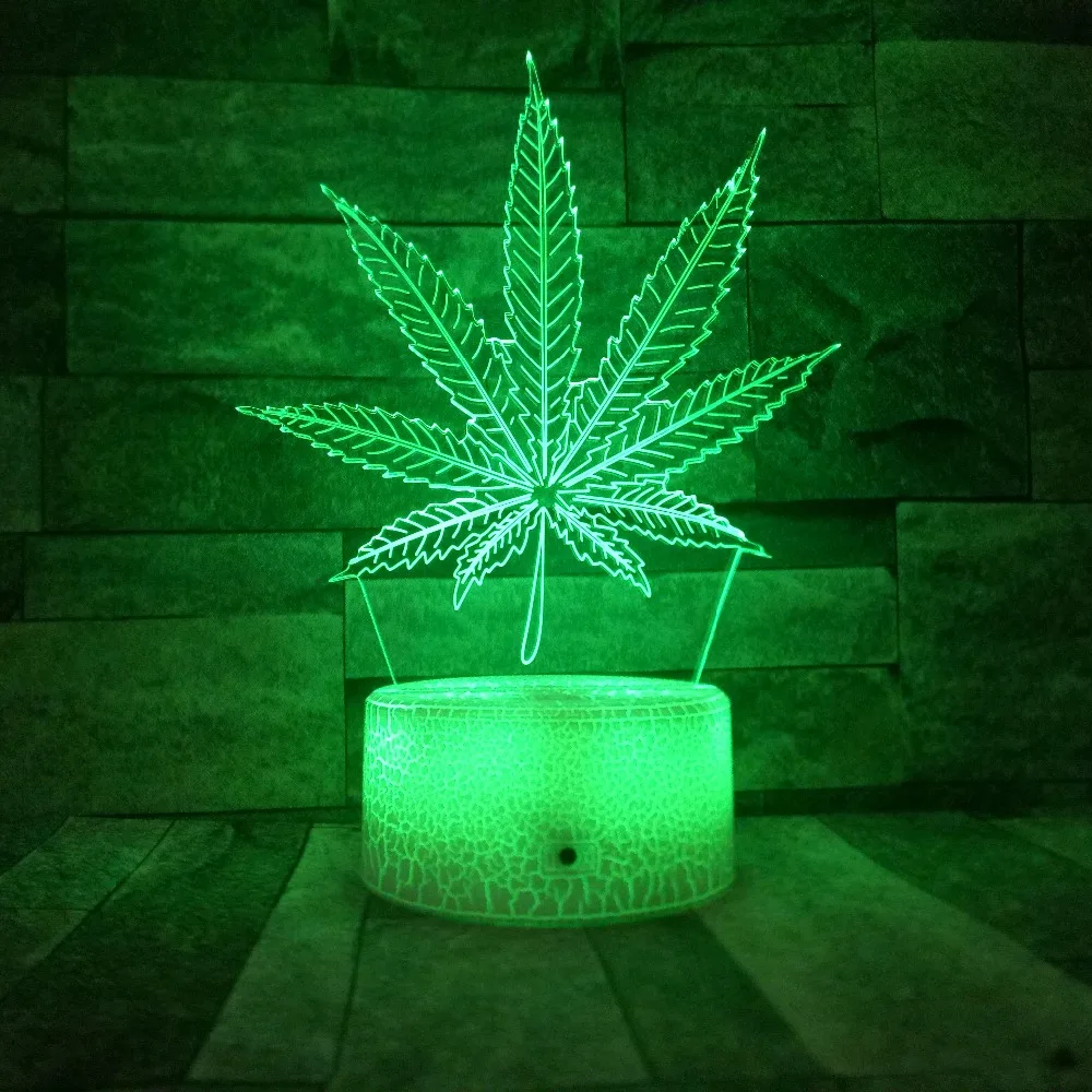 Кленовый лист 3D иллюзия 7 видов цветов Изменение LED USB детский спальный ночник
