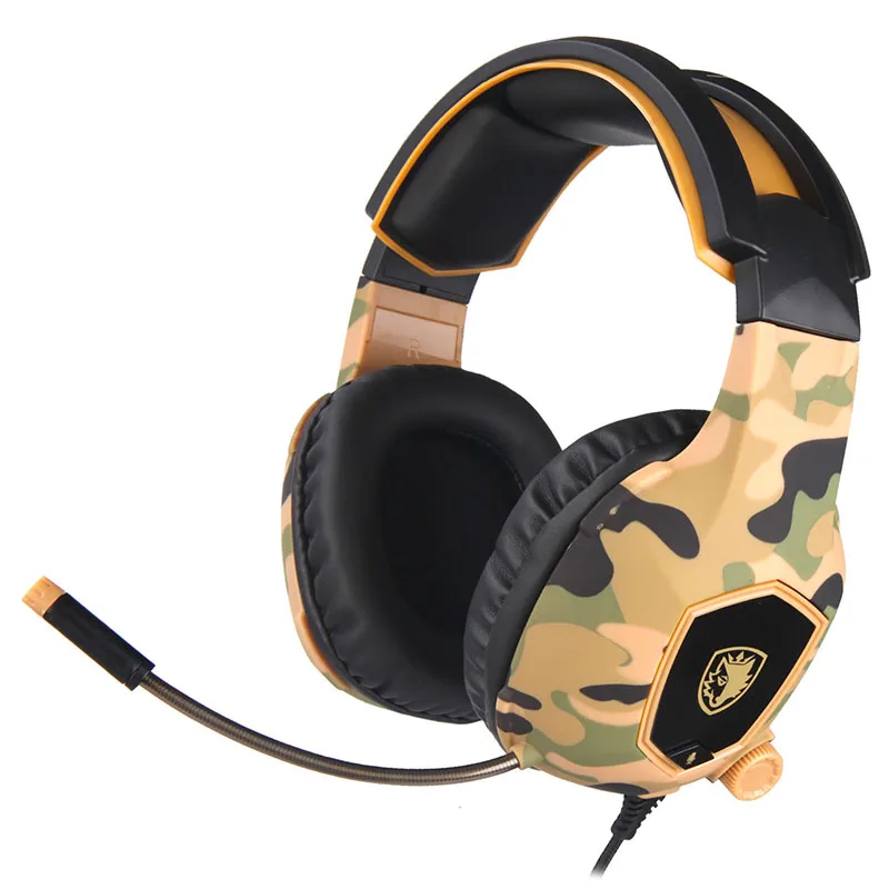 Camouflage yellow Проводное управление умные Игровые наушники классический Камуфляжный цвет профессиональный E-sport всенаправленный HD Микрофон Стерео шумоподавление - Цвет: Camouflage yellow