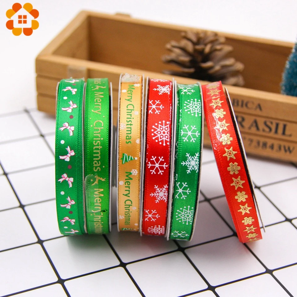 25Yardsx1cm Рождественская яркая атласная лента упаковочная DIY ремесла подарочная